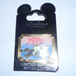DISNEY PARKS MULAN AND HORSE KHAN PIN 15TH ANNIVERSARY LIMITED EDITION